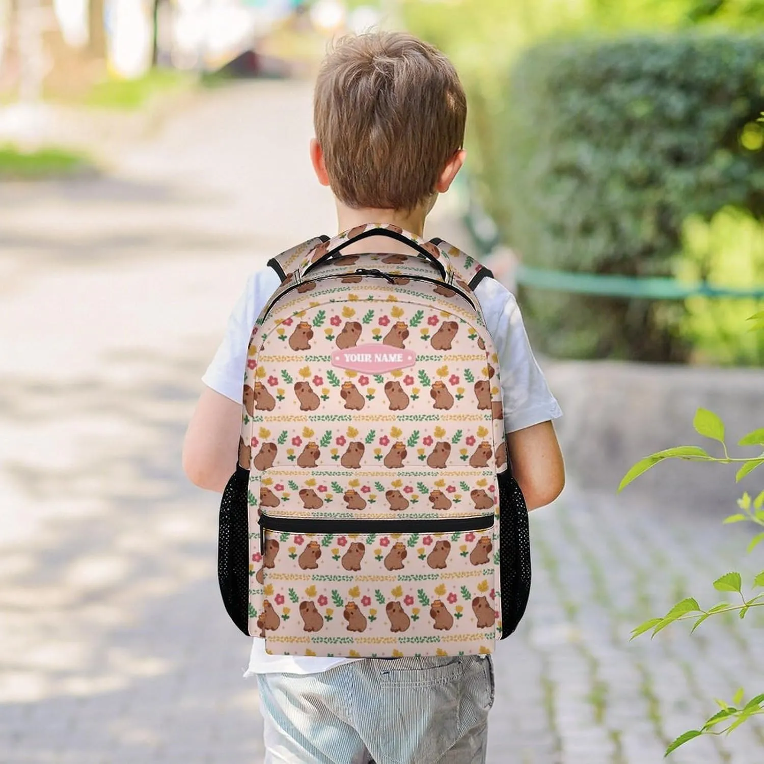Custom Backpack for Girls, 17 Inch Pink Backpacks for Primary School, Cute Lightweight Bookbag for Kids