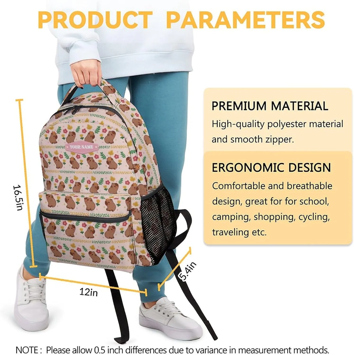 Custom Backpack for Girls, 17 Inch Pink Backpacks for Primary School, Cute Lightweight Bookbag for Kids