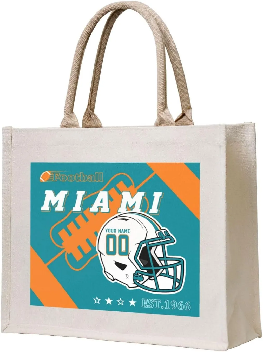 Custom Canvas Tote Bag,Personalized Sports Tote Bags,Shoulder Handbag Large Capacity,Football Style Tote Bags for Women Men