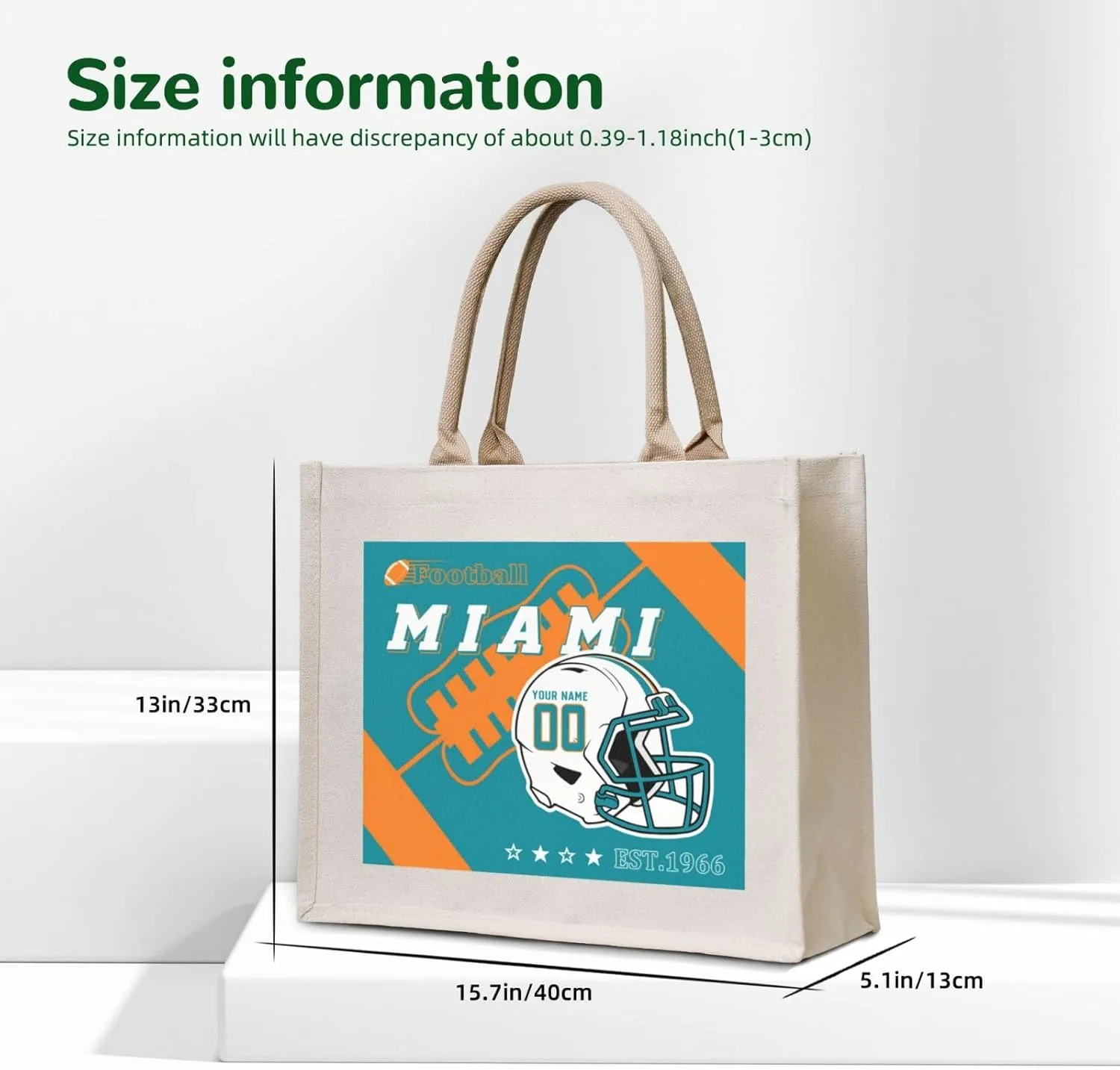 Custom Canvas Tote Bag,Personalized Sports Tote Bags,Shoulder Handbag Large Capacity,Football Style Tote Bags for Women Men
