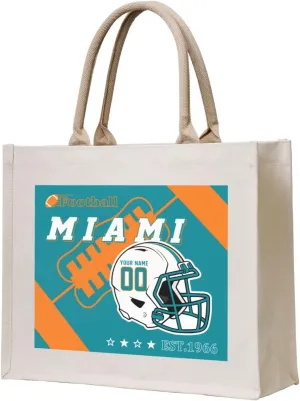 Custom Canvas Tote Bag,Personalized Sports Tote Bags,Shoulder Handbag Large Capacity,Football Style Tote Bags for Women Men