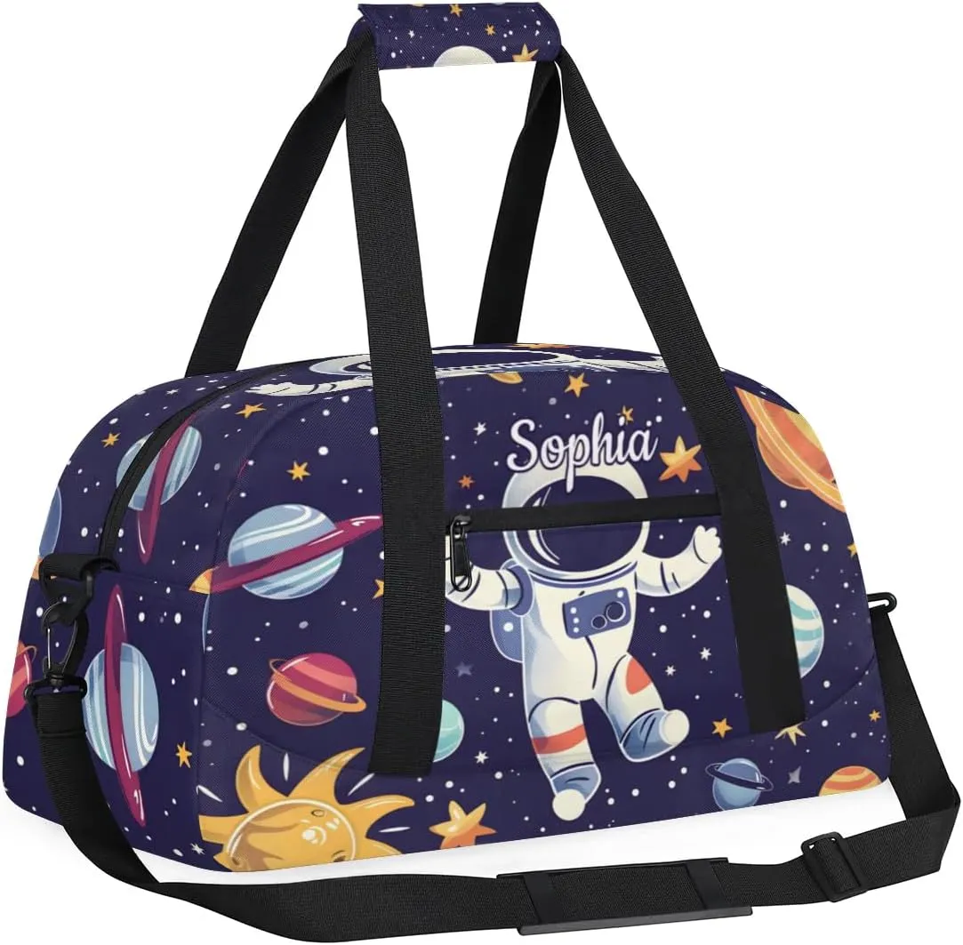 Custom Duffel Bag for Kids Boy Travel Bag Sports Bag Small Gym Bag Dance Tote Kids Duffel Bag Girls Astronaut