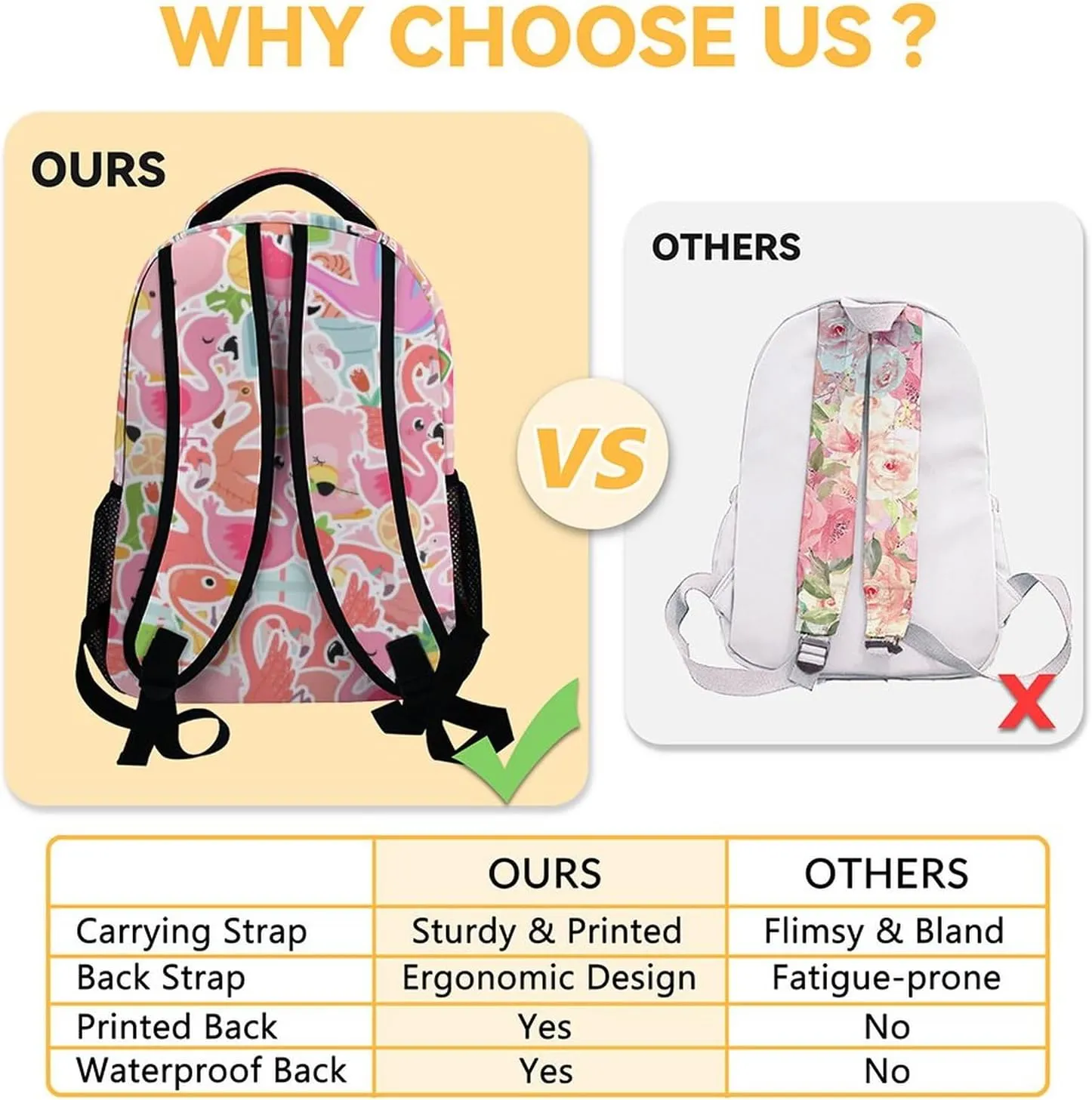Custom Flamingo Backpack for Girls Boys, 16 Inch Pink Backpacks for School, Cute Lightweight Durable Bookbag for Kids