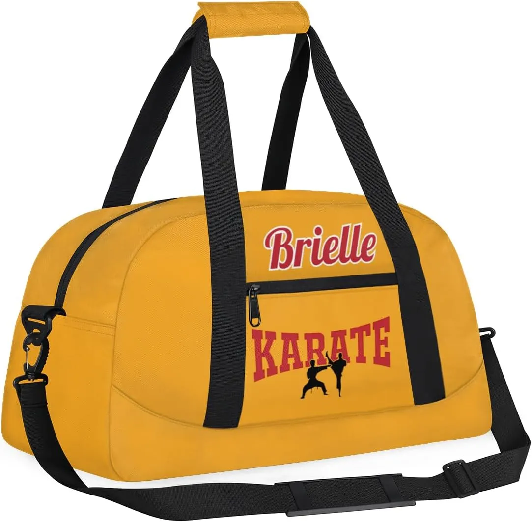 Custom Karate Sports Gym Bag for Girls Boys, Overnight Duffel Bags Cheerleader for Kids Personalized Dance Bag, Gymnastics Duffel Bag - Taekwondo