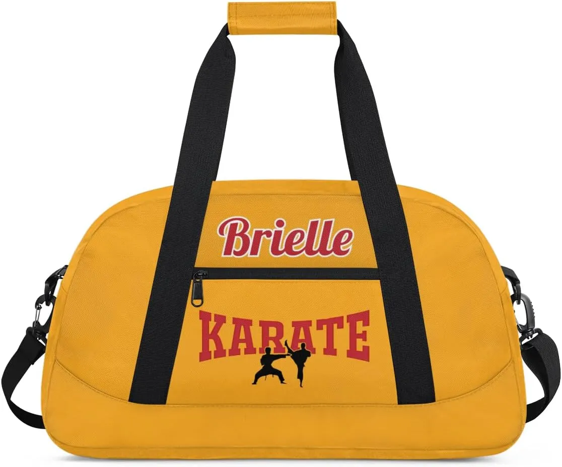 Custom Karate Sports Gym Bag for Girls Boys, Overnight Duffel Bags Cheerleader for Kids Personalized Dance Bag, Gymnastics Duffel Bag - Taekwondo