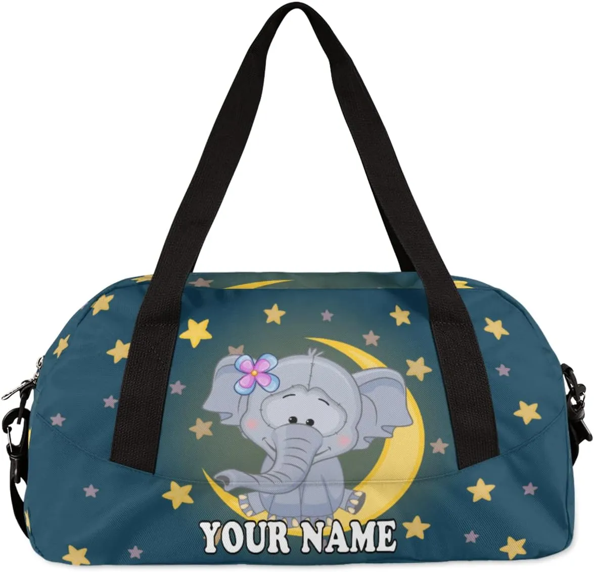 Custom Kids Duffel Overnight Bag Cute Elephant Personalized Kids Duffel Bag for Girls Boys Customized Kids Gifts - Animal Clouds