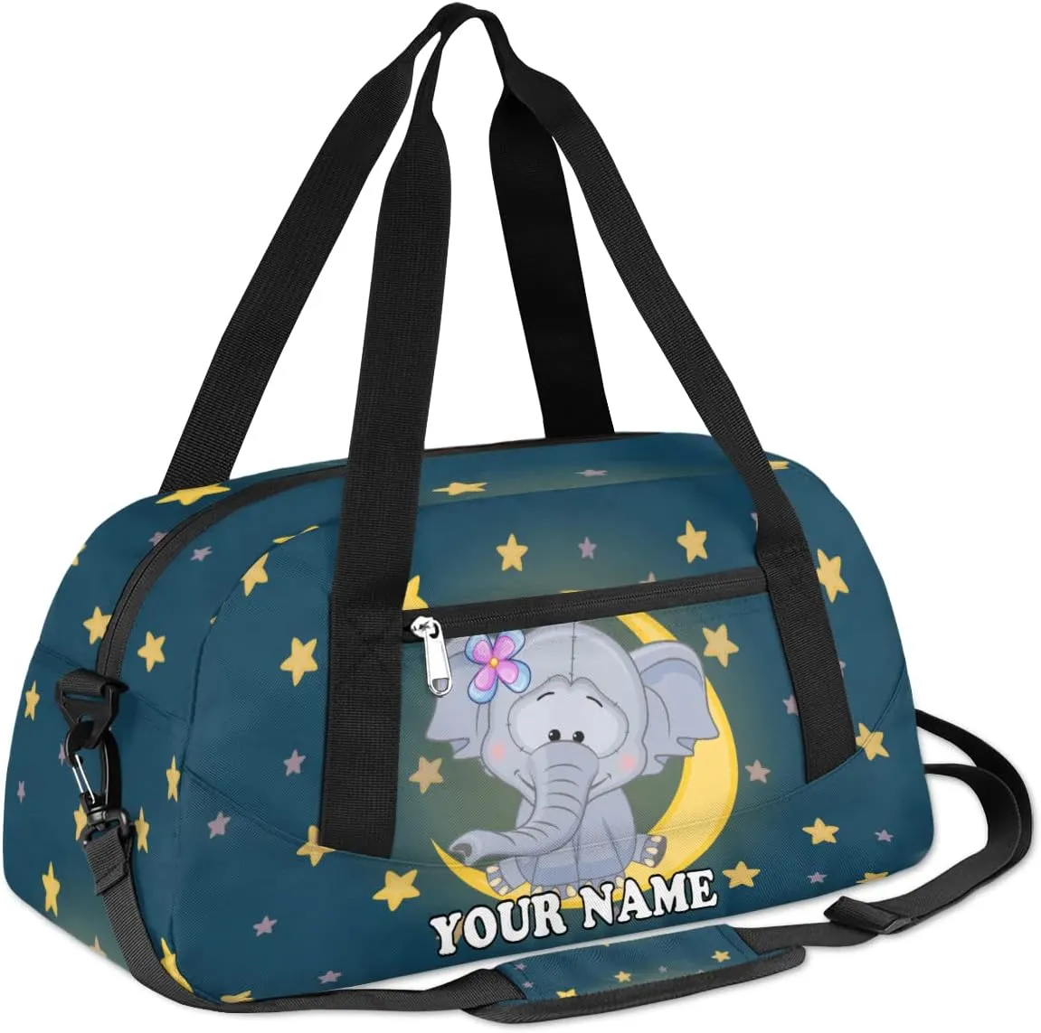 Custom Kids Duffel Overnight Bag Cute Elephant Personalized Kids Duffel Bag for Girls Boys Customized Kids Gifts - Animal Clouds