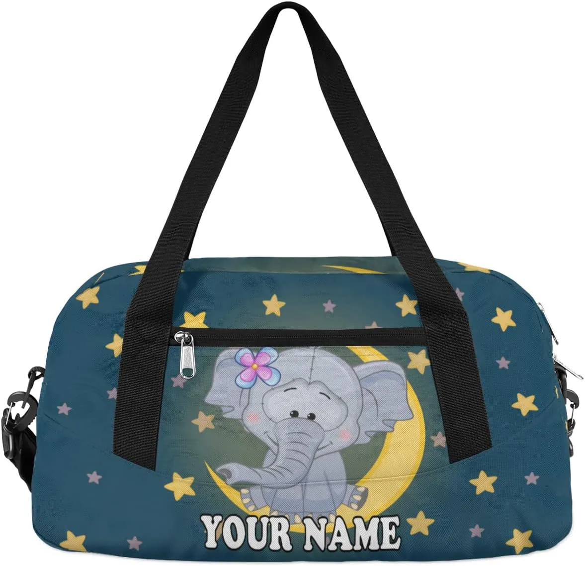 Custom Kids Duffel Overnight Bag Cute Elephant Personalized Kids Duffel Bag for Girls Boys Customized Kids Gifts - Animal Clouds