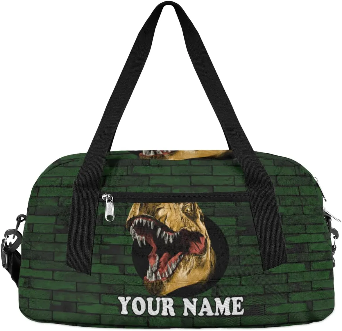 Custom Kids Duffel Overnight Bag Scary Dinosaur Personalized Kids Duffel Bag for Girls Boys Customized Kids Gifts - 3D Dino Wall