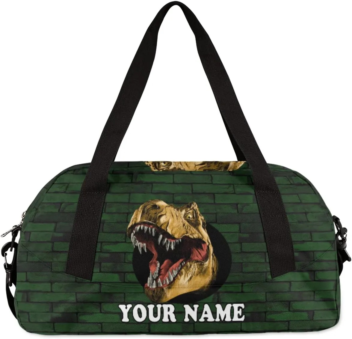 Custom Kids Duffel Overnight Bag Scary Dinosaur Personalized Kids Duffel Bag for Girls Boys Customized Kids Gifts - 3D Dino Wall