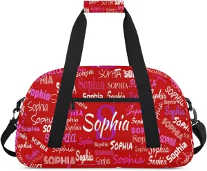 Custom Named Dance Ballet Bag Girls, Gym Bag Sports Travel Duffle Bag Tote Dancer Carry On Weekend Sports Travel Bag, Red Color