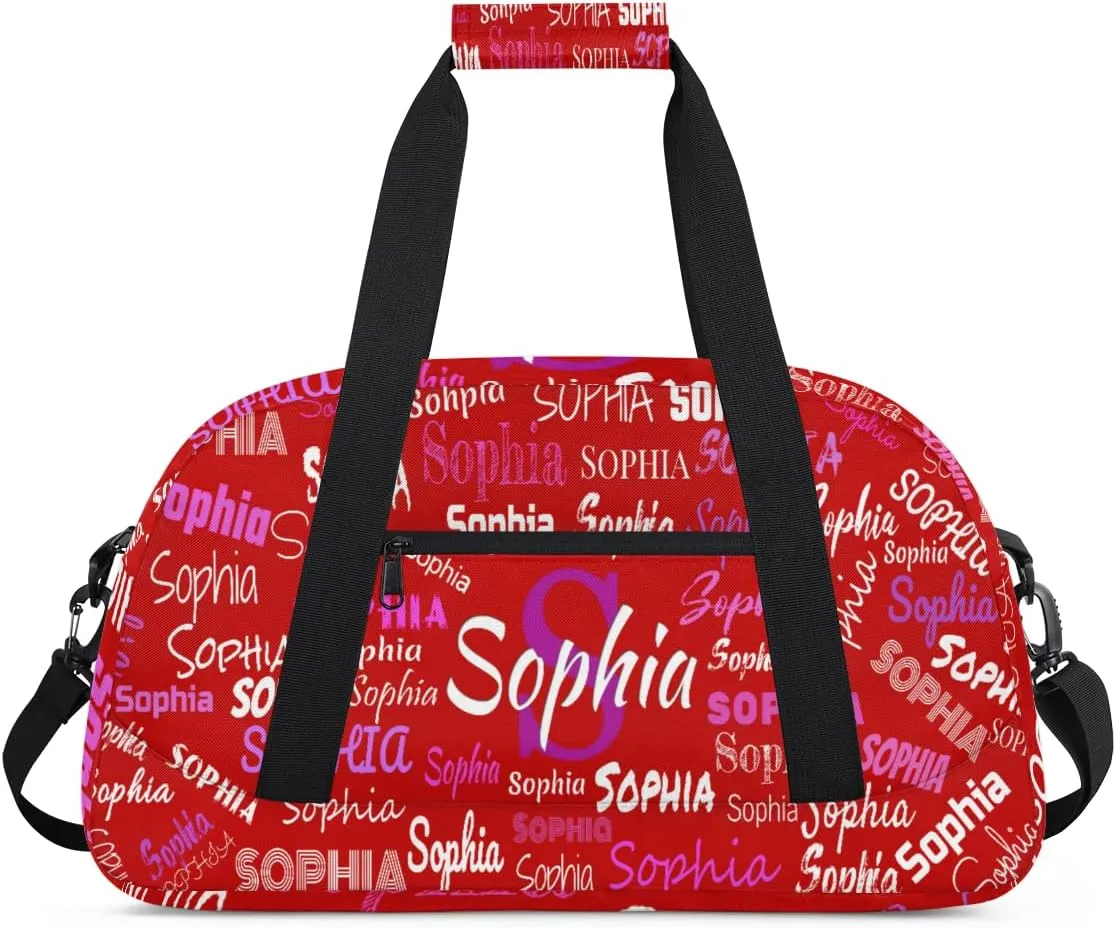 Custom Named Dance Ballet Bag Girls, Gym Bag Sports Travel Duffle Bag Tote Dancer Carry On Weekend Sports Travel Bag, Red Color
