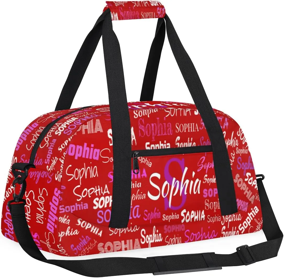 Custom Named Dance Ballet Bag Girls, Gym Bag Sports Travel Duffle Bag Tote Dancer Carry On Weekend Sports Travel Bag, Red Color