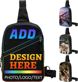Custom Sling Bag for Men Women Personalized Crossbody Bags with Photo Text Customized Chest Bag for Hiking Travel
