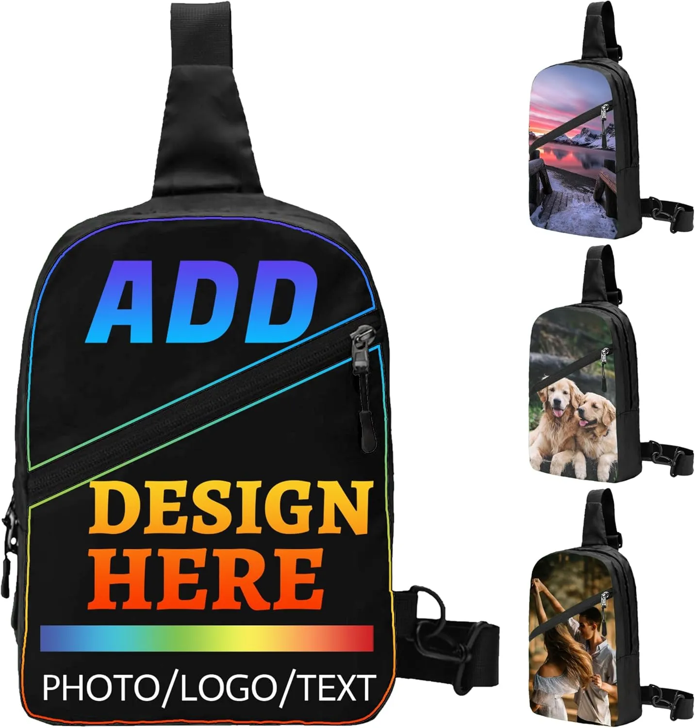 Custom Sling Bag for Men Women Personalized Crossbody Bags with Photo Text Customized Chest Bag for Hiking Travel