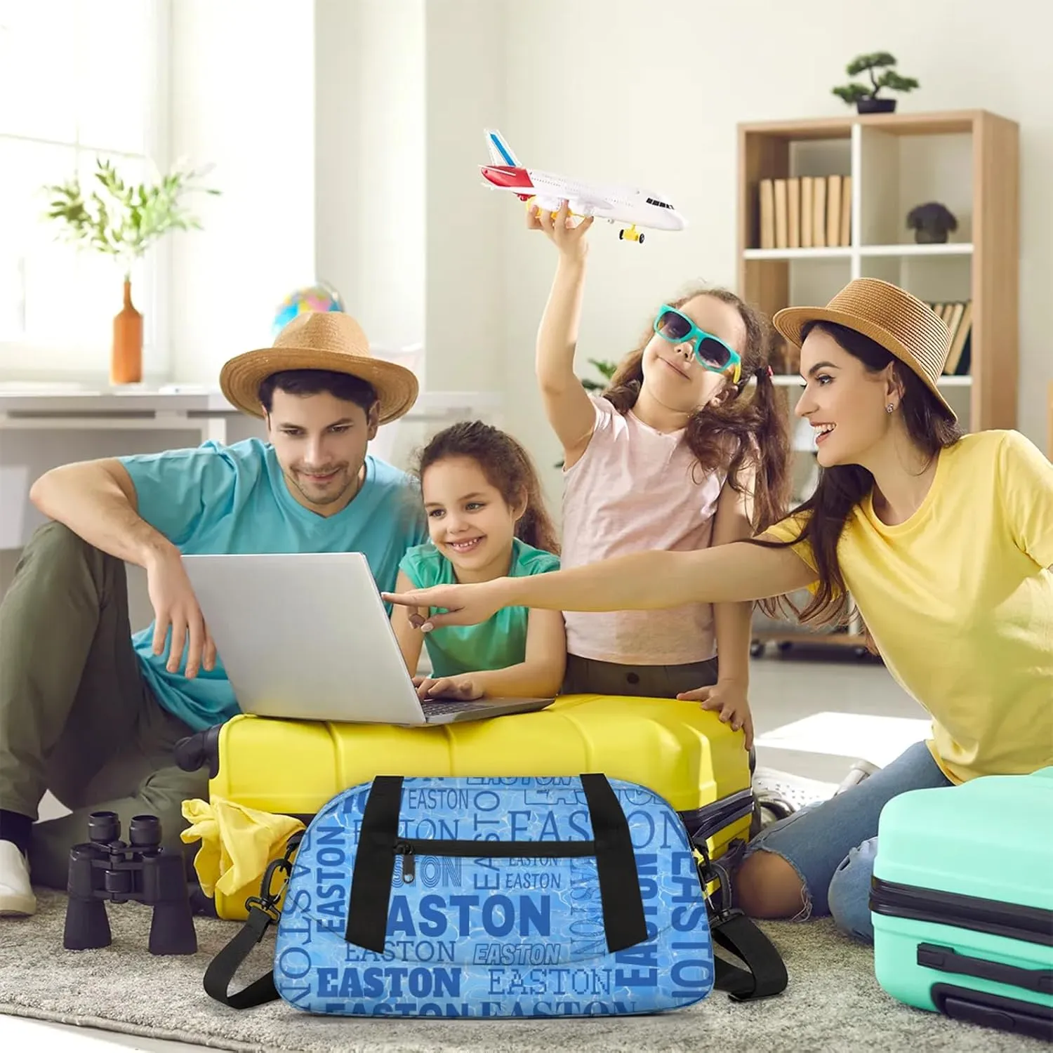 Custom Sport Gym Duffel Bag with Name Personalized Travel Overnight Bag Waterproof Customized Dance Bag Carry-On Tote 18.5in, Blue Cracked