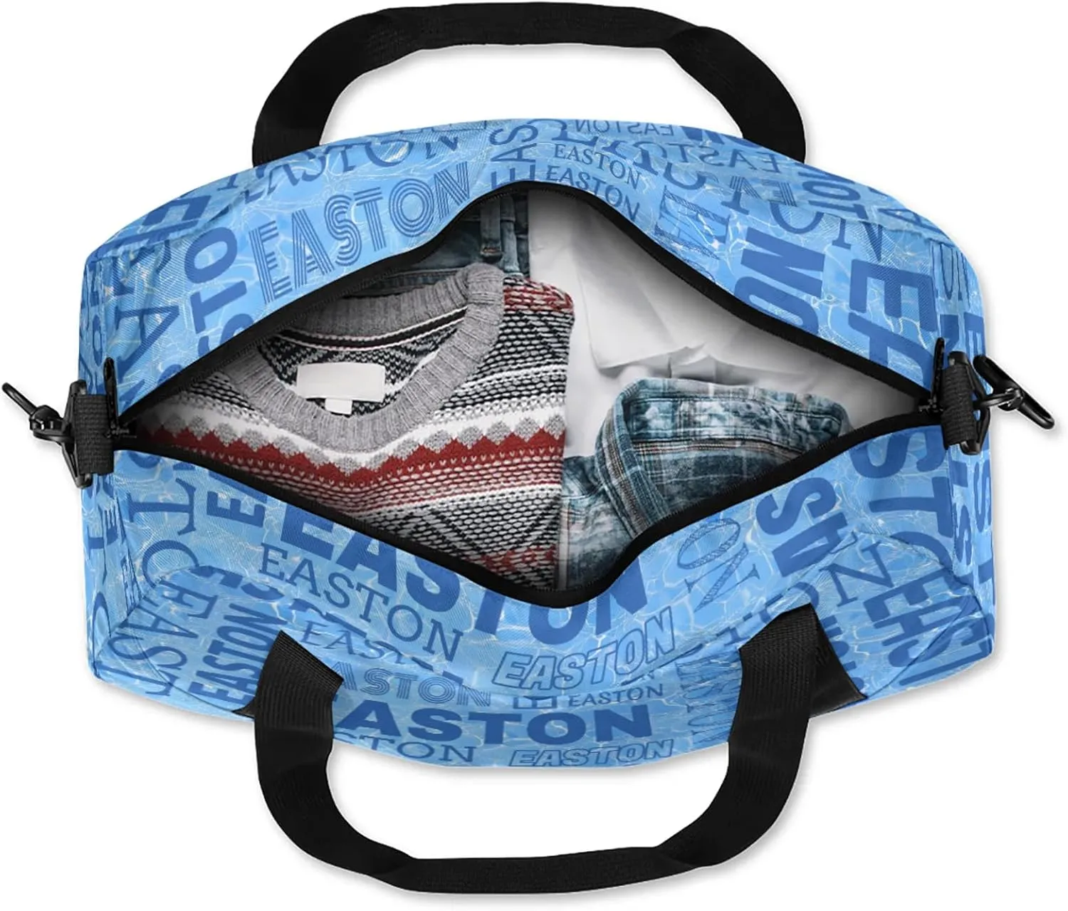 Custom Sport Gym Duffel Bag with Name Personalized Travel Overnight Bag Waterproof Customized Dance Bag Carry-On Tote 18.5in, Blue Cracked
