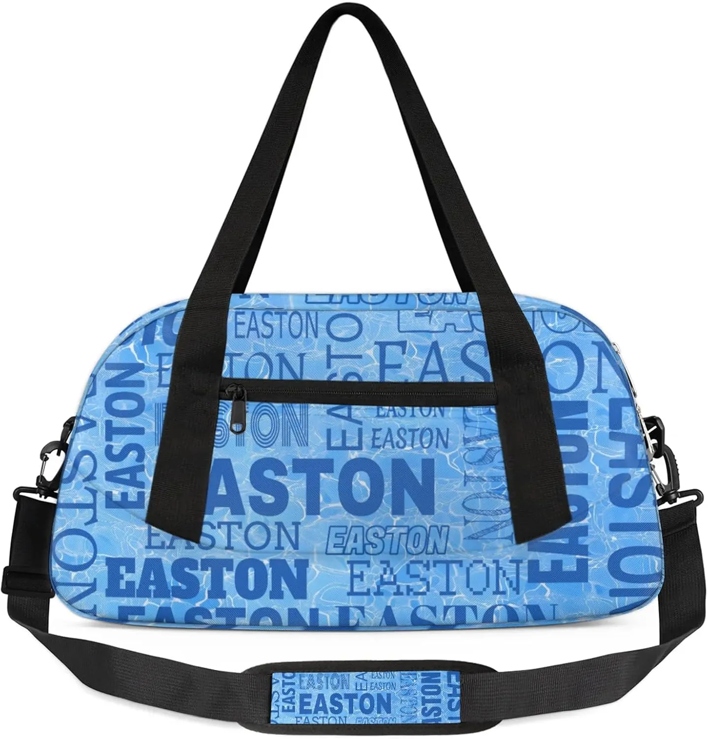 Custom Sport Gym Duffel Bag with Name Personalized Travel Overnight Bag Waterproof Customized Dance Bag Carry-On Tote 18.5in, Blue Cracked
