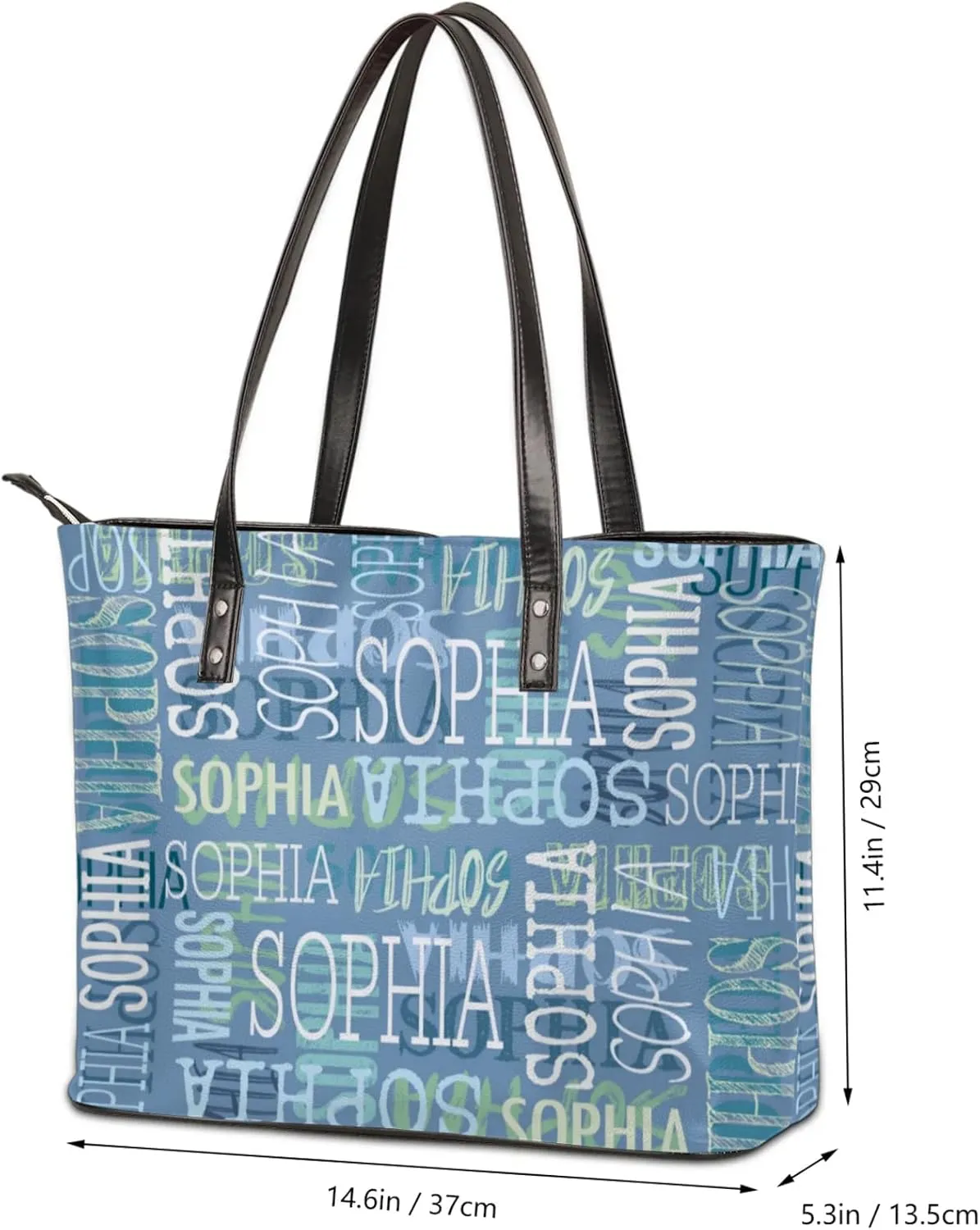 Custom Women's Tote Bag, PU Leather Personalized Shoulder Beach Bags Weekender Bag Shopper Handbag