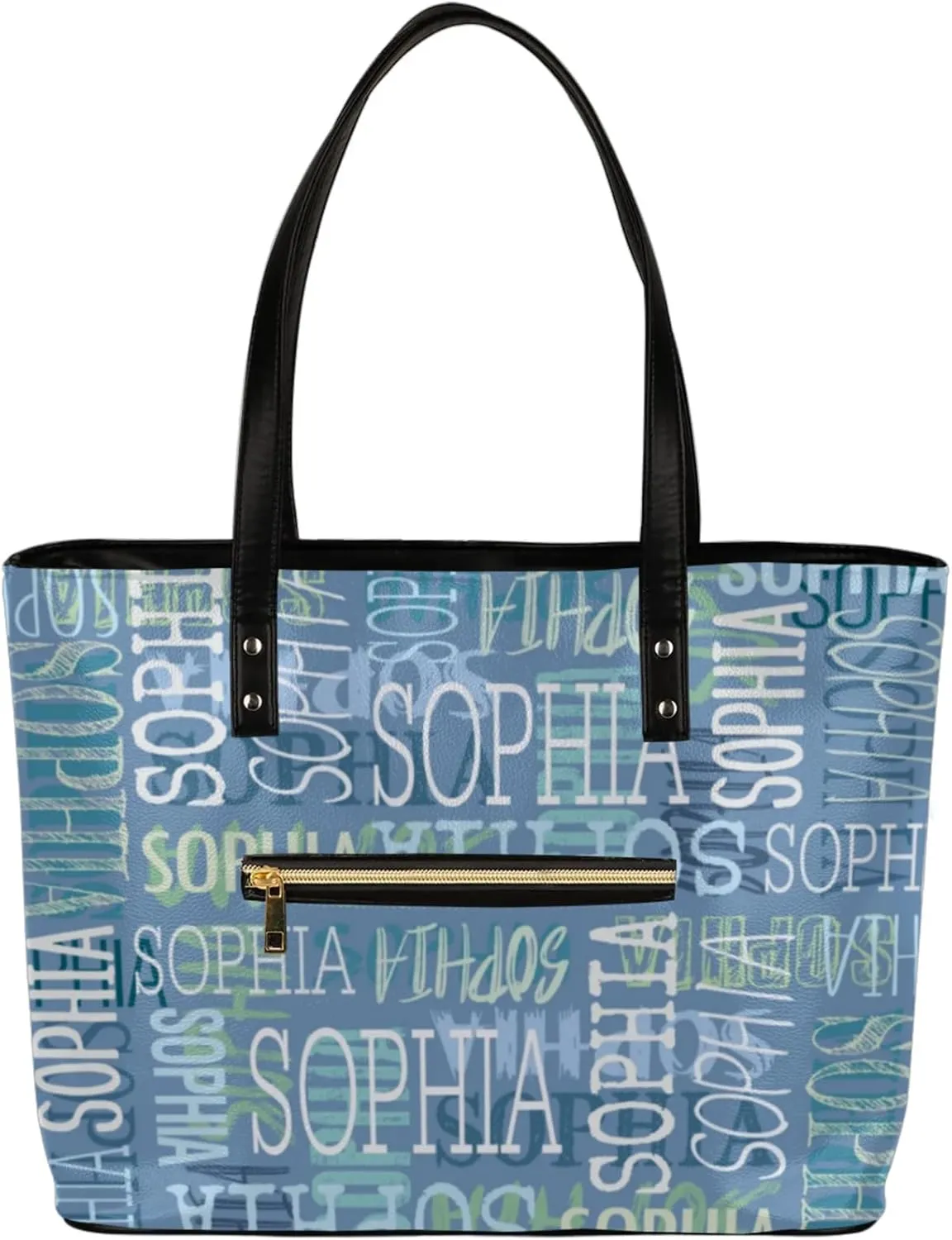 Custom Women's Tote Bag, PU Leather Personalized Shoulder Beach Bags Weekender Bag Shopper Handbag