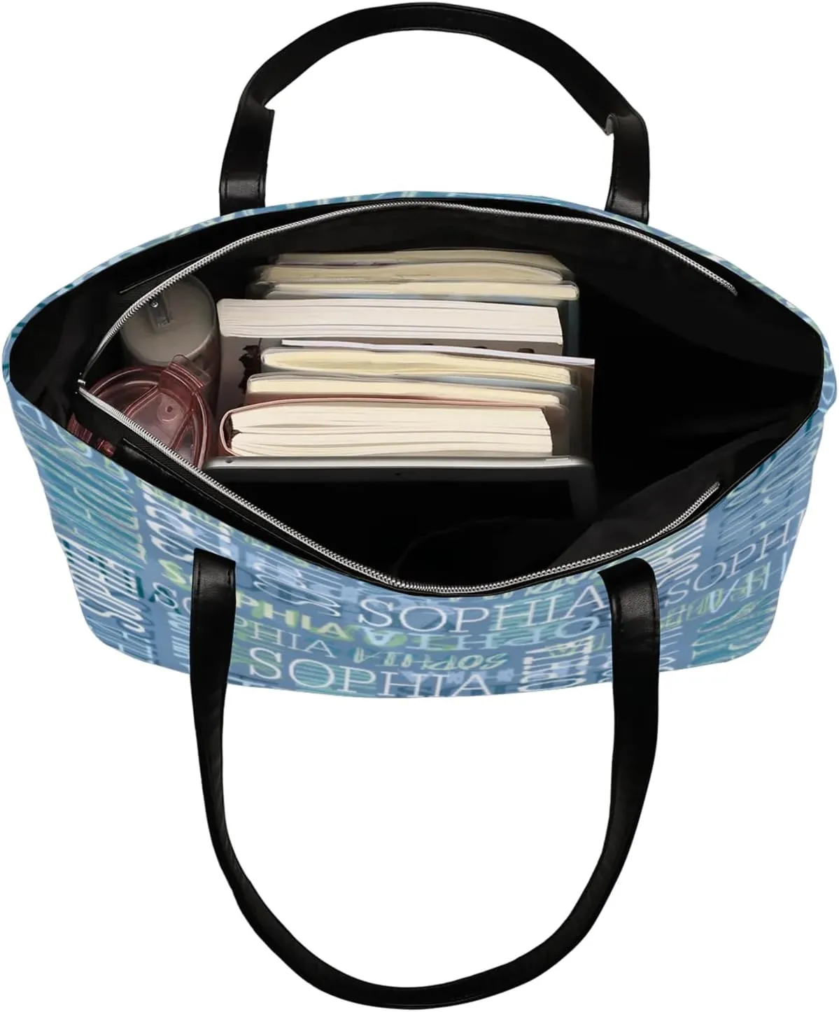 Custom Women's Tote Bag, PU Leather Personalized Shoulder Beach Bags Weekender Bag Shopper Handbag