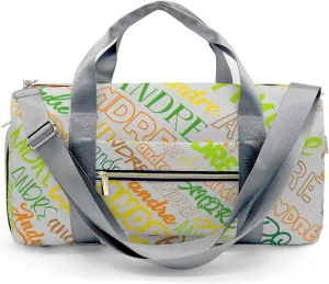 Customized Travel Duffel Bag with Name Grey Personalized Sports Gym Bag Waterproof Weekend Luggage Bag