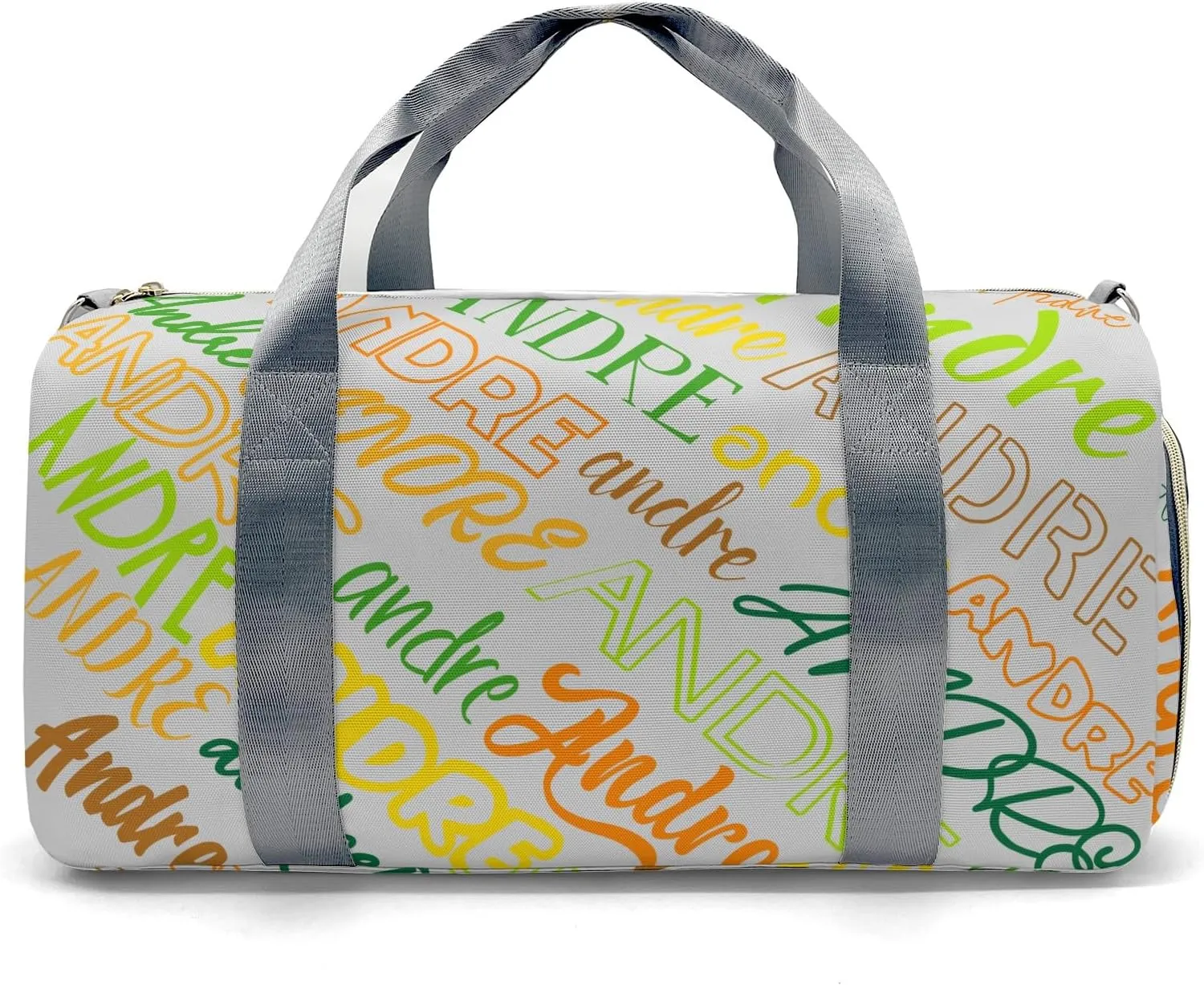 Customized Travel Duffel Bag with Name Grey Personalized Sports Gym Bag Waterproof Weekend Luggage Bag