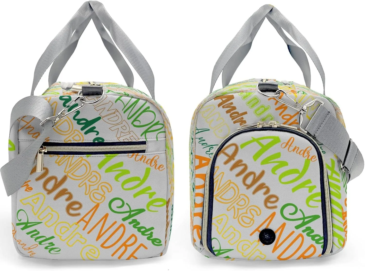 Customized Travel Duffel Bag with Name Grey Personalized Sports Gym Bag Waterproof Weekend Luggage Bag