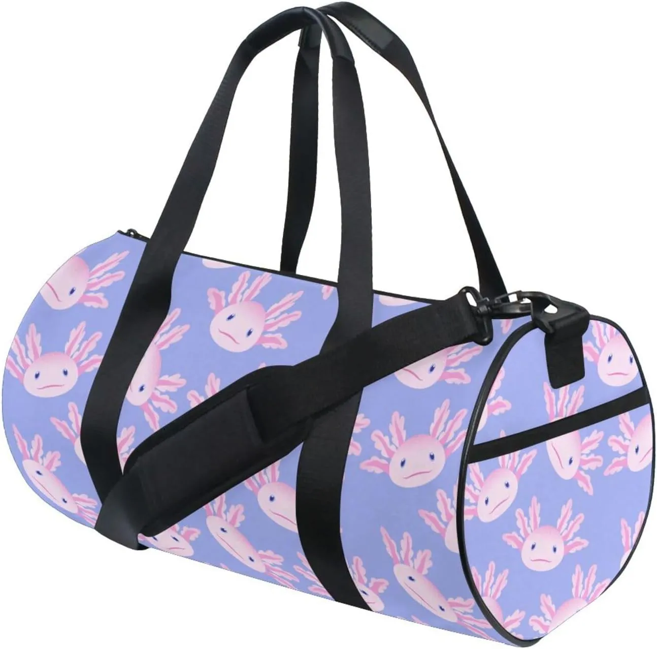 Cute Axolotl Salamander Round Duffel Sports Bag Lightweight with Inner Pocket Gym Bag for Men Women Duffle Bag for Travel Sports