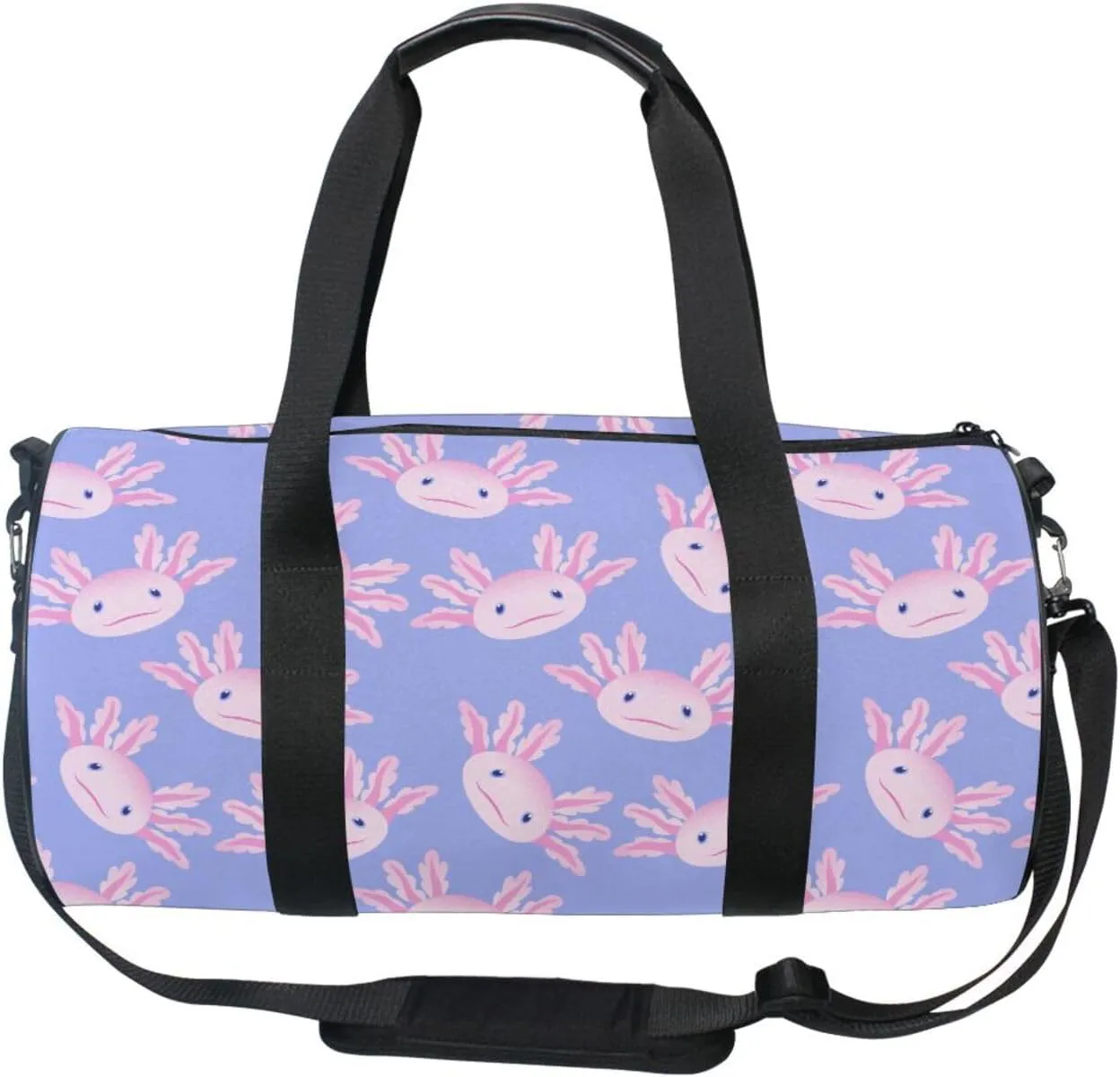 Cute Axolotl Salamander Round Duffel Sports Bag Lightweight with Inner Pocket Gym Bag for Men Women Duffle Bag for Travel Sports