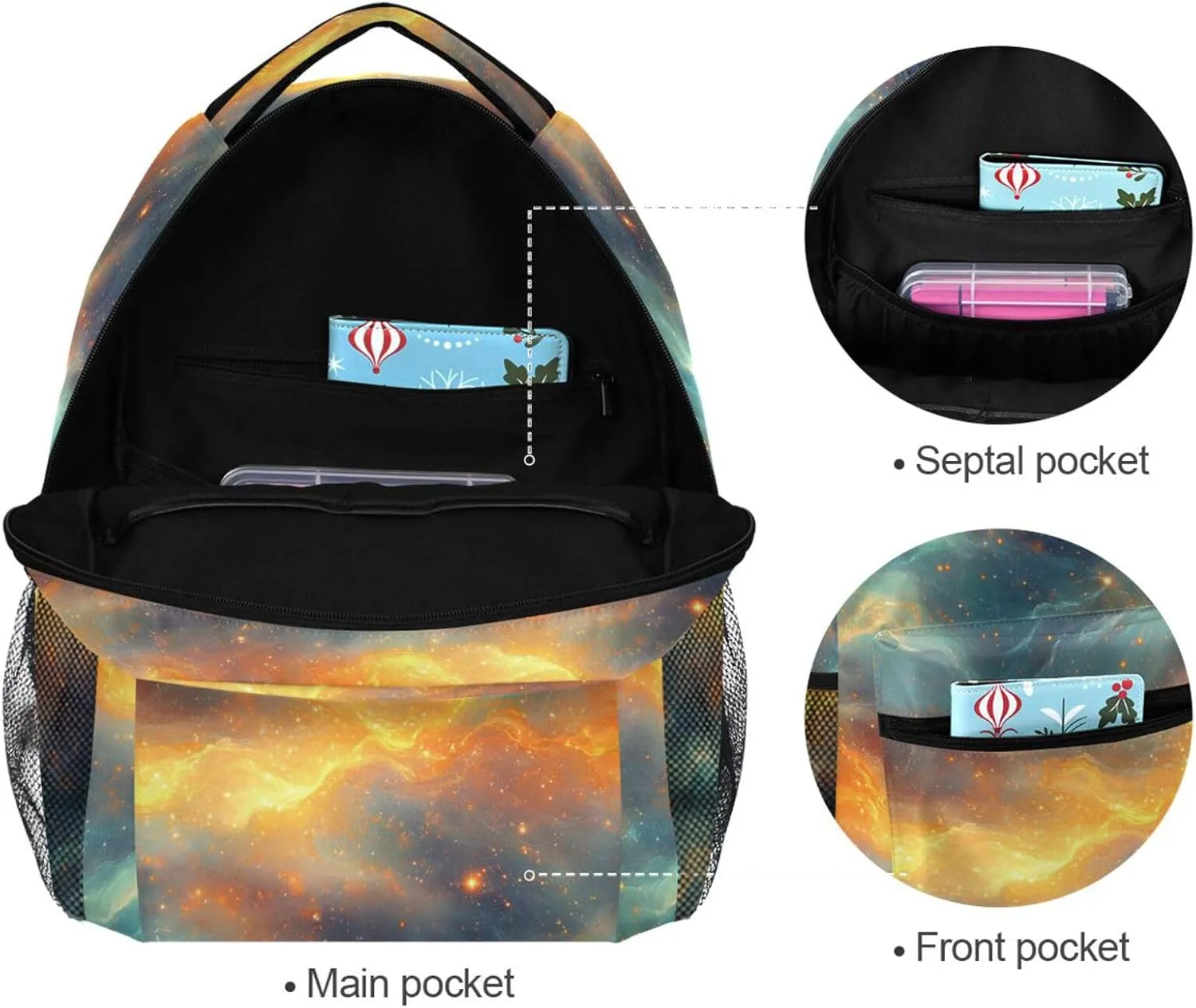 Cute Backpack for Women Men Fashion Sports Backpack with Chest Strap for Travel Trip Orange Teal Rainbow