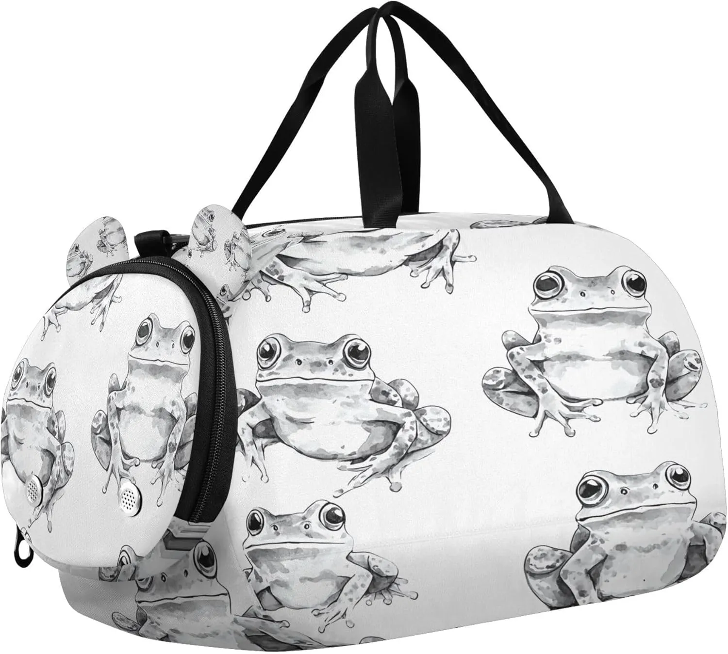 Cute Frogs Kids Overnight Sports Duffel Bags with Shoe Compartment & Wet Pocket Travel Sport Gym Bag for Girls Boys