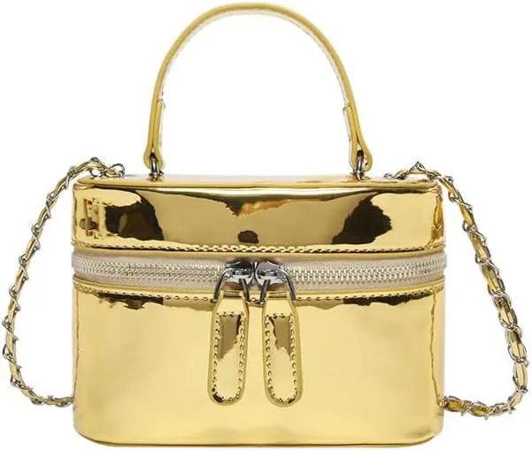 Cute Handbag Purse for Women, Sling Purse Aesthetic Grunge Top Handle Bag Fashion Y2K Shoulder Handbags Women Ladies (golden)