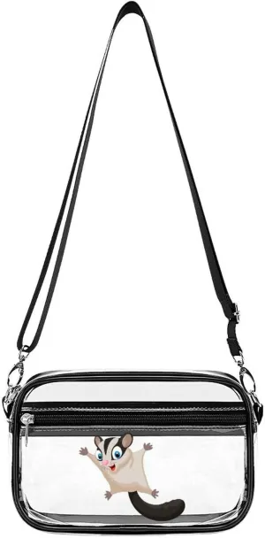 Cute Sugar Glider Clear Purse Stadium Crossbody Bags for Women and Men Adjustable Shoulder Handbags