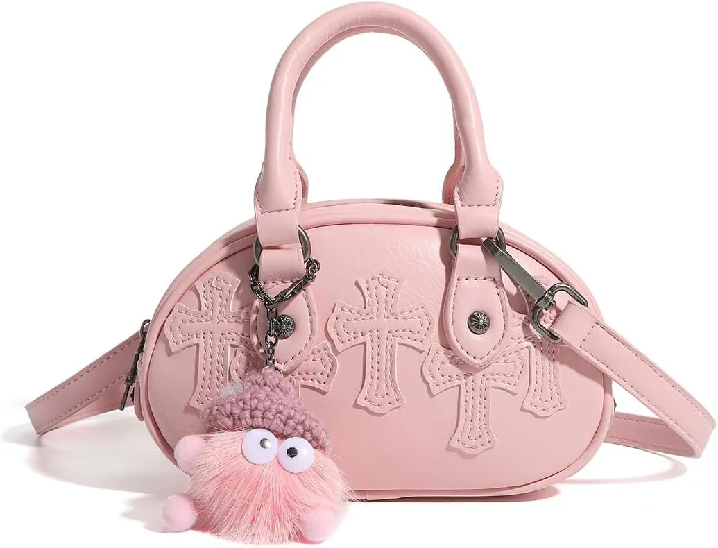 Cute Top Handle Bags for Women, Crossbody Bag Aesthetic Handbag Y2K Sling Purse Handbags Kawaii 90s Women Bag Purse (pink colour)