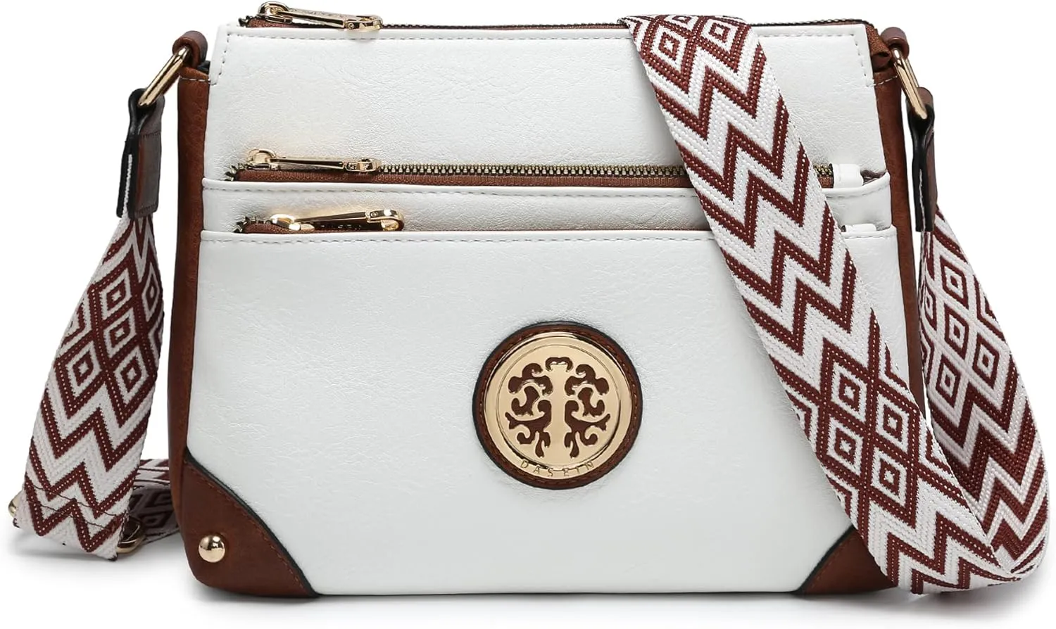 Dasein Crossbody Purses for Women Trendy Multi Pockets Shoulder Bag Medium Handbags with Guitar Strap