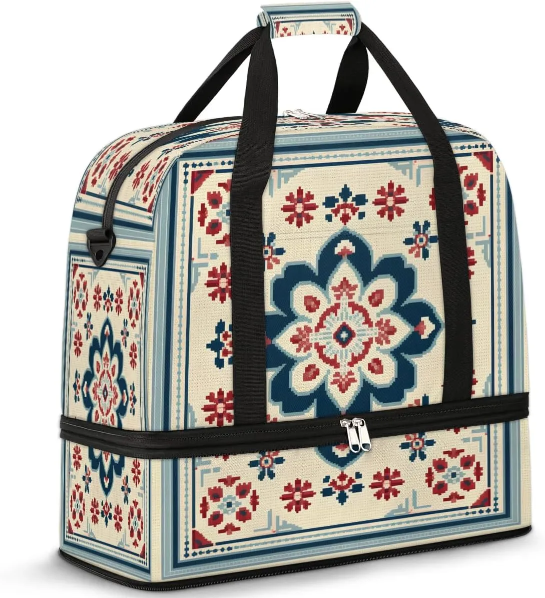 Decorative Tile Travel Duffel Bag, Travel Essentials, Gym Bag for Women, Weekender Overnight Bag With Shoes Compartment, Carry On Bags for Airplanes
