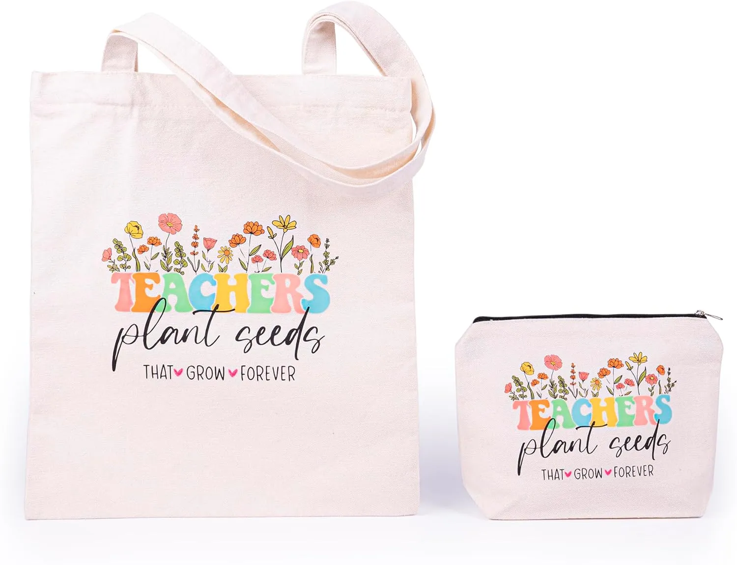 decorluxes Set of 2 Canvas Tote Bag Teacher Appreciation Gifts, Thank You Gift for Teachers, Gifts For Teacher from Students