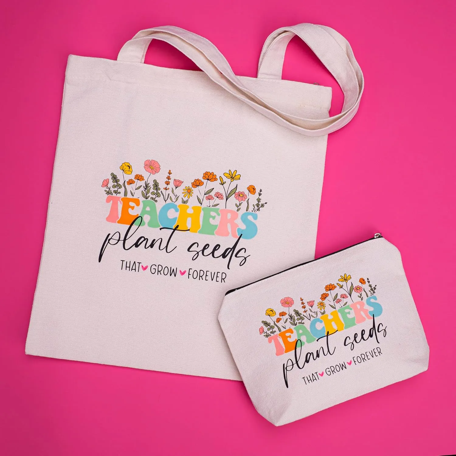 decorluxes Set of 2 Canvas Tote Bag Teacher Appreciation Gifts, Thank You Gift for Teachers, Gifts For Teacher from Students