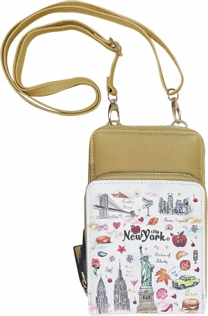 DESIGN U.S.A. SOUVENIR Girls & WomenFashion Elegant Crossbody Cell Phone Multiple Pockets Credit Card Slots