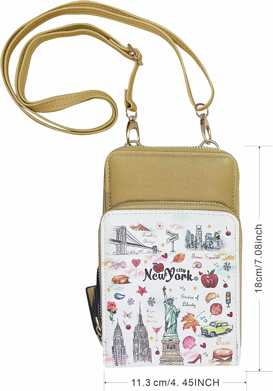 DESIGN U.S.A. SOUVENIR Girls & WomenFashion Elegant Crossbody Cell Phone Multiple Pockets Credit Card Slots