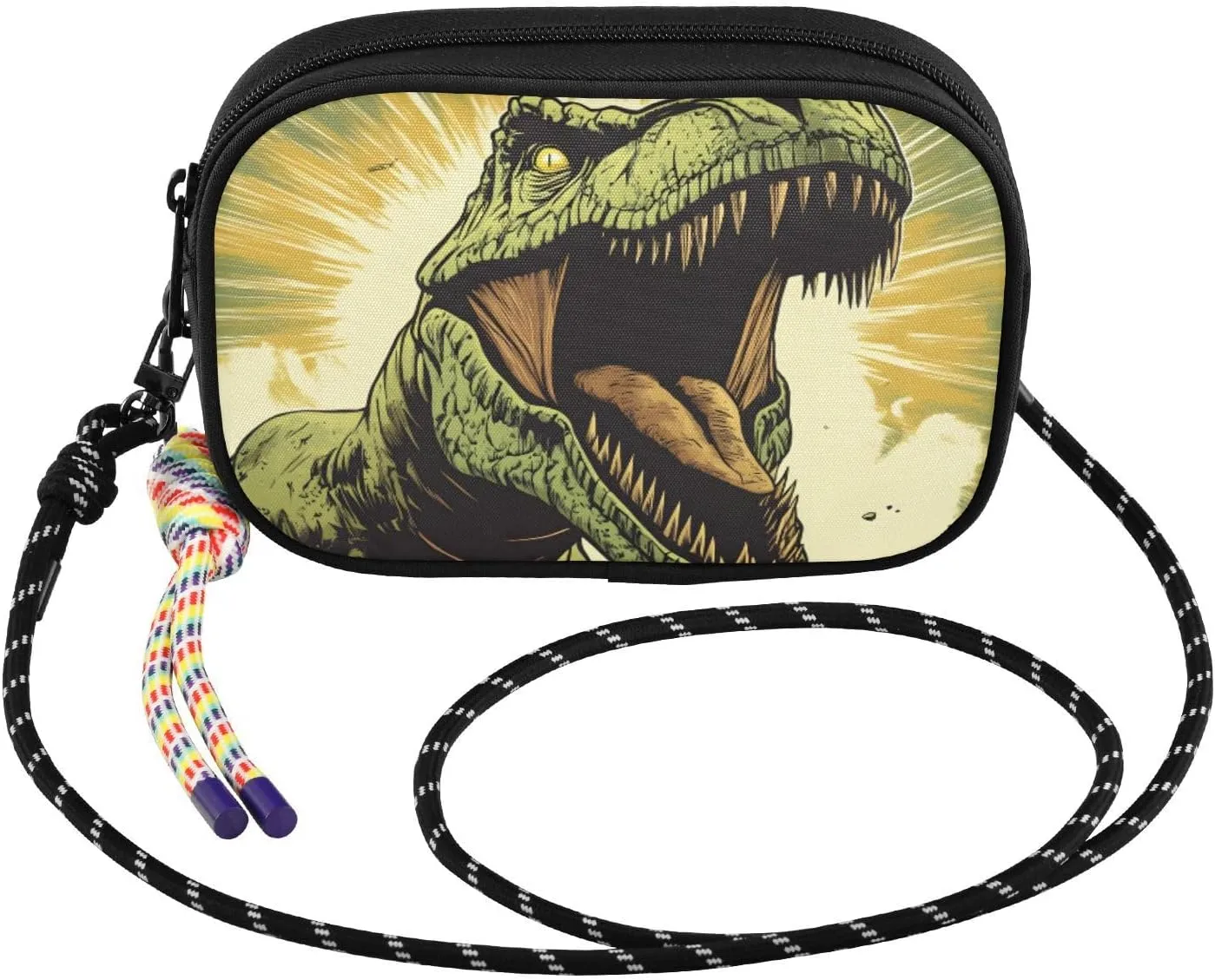 Dinosaur Closeup Roar Crossbody Bags for Women Cell Phone Purses Women's Shoulder Handbag Wallet Purse with Rope Pendant