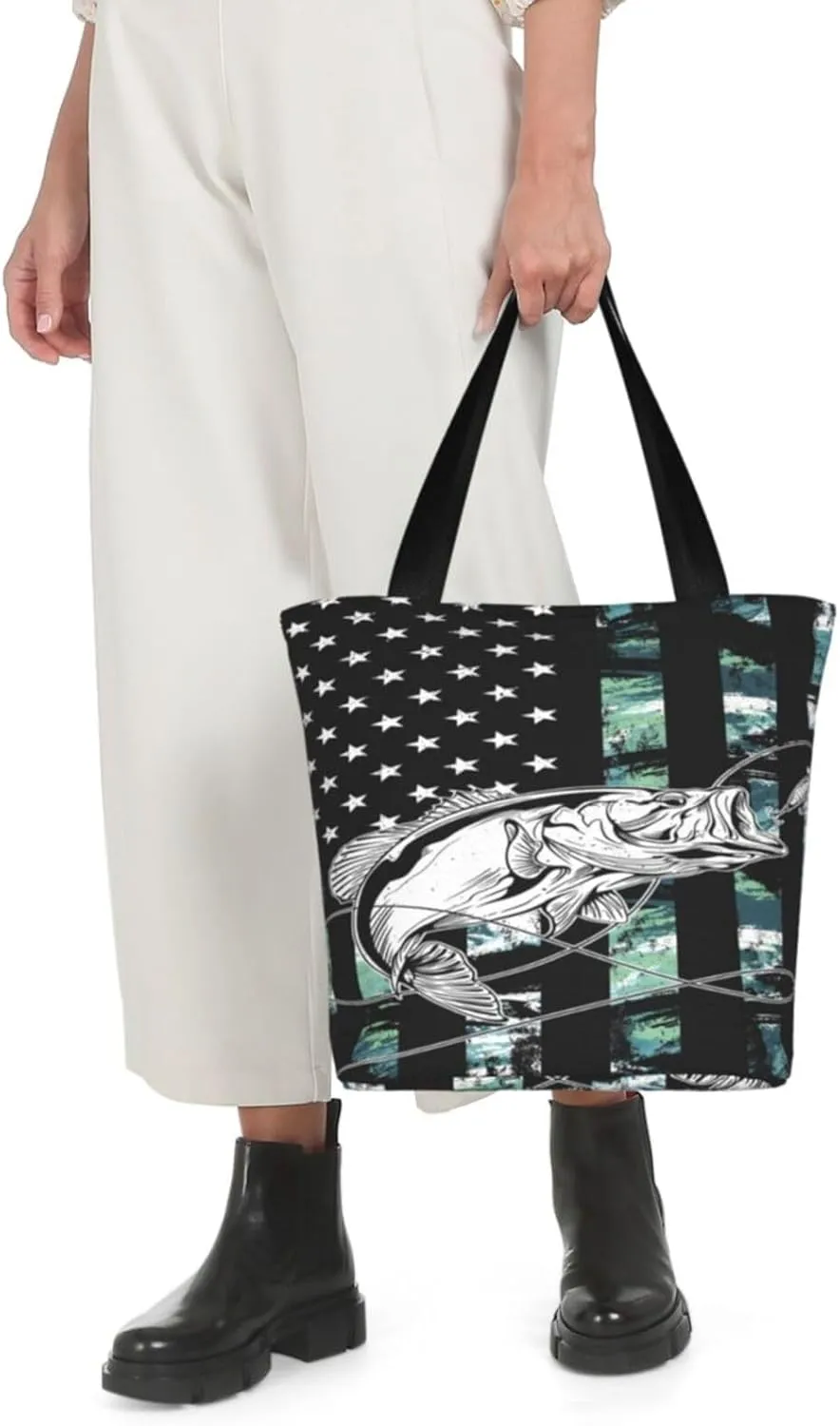 Dirt Track Racing American Flag Women's Tote Bag Shoulder Bag Shopping Handbag Large Capacity Handbag With Zipper