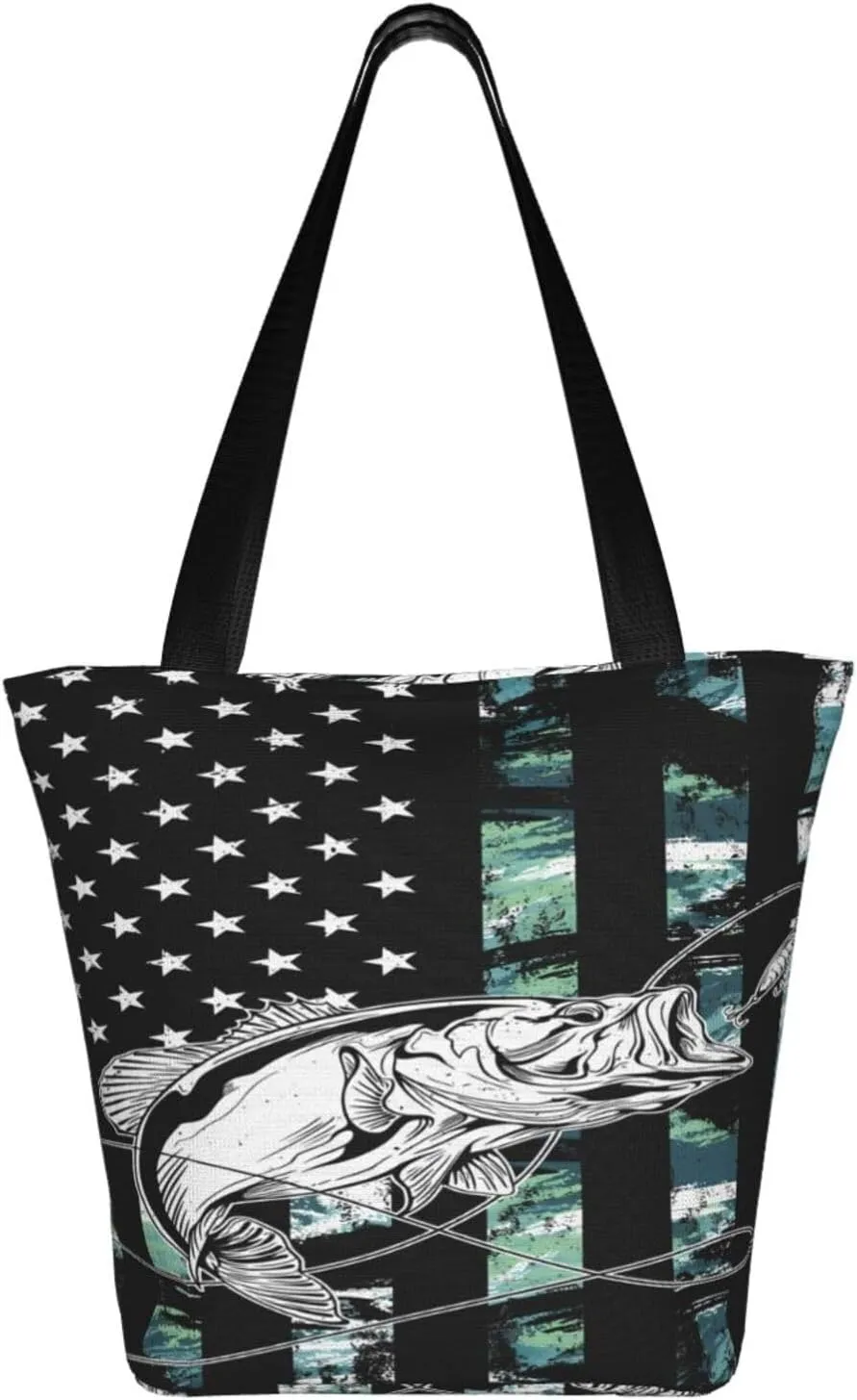 Dirt Track Racing American Flag Women's Tote Bag Shoulder Bag Shopping Handbag Large Capacity Handbag With Zipper