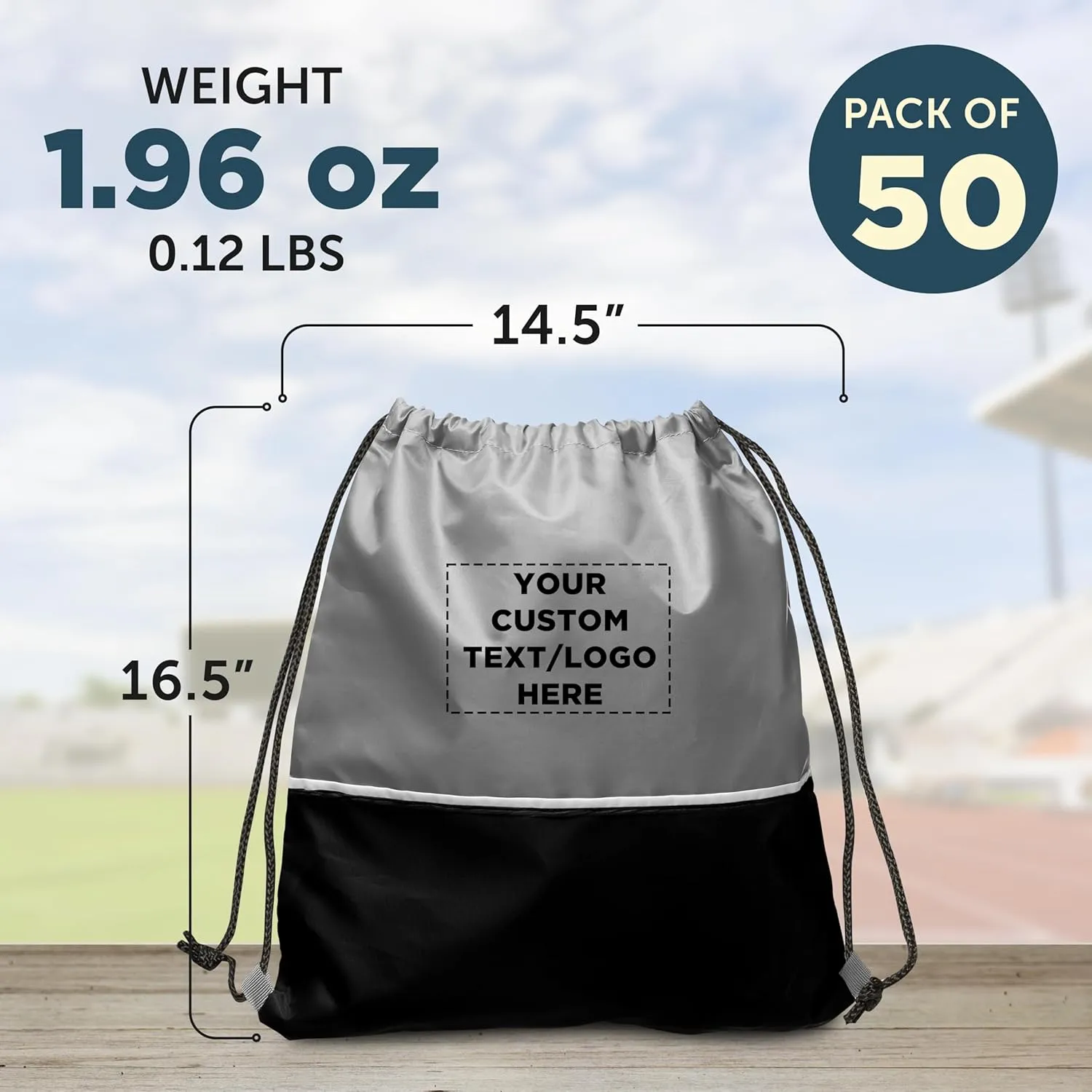 DISCOUNT PROMOS 50 Easy Go Drawstring Backpacks Set - Customizable Text, Logo - Polyester, Convenient, Innovative features, Stylish - Black