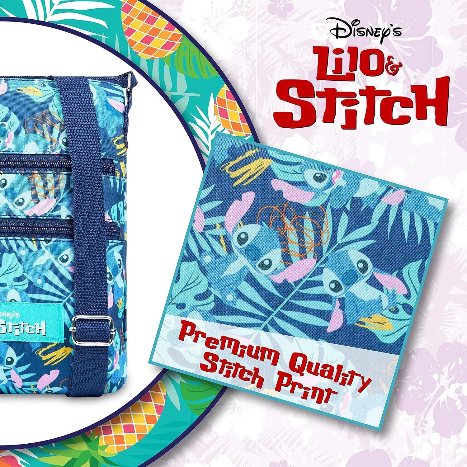 Disney Stitch Girls Purse Cross Body Bag for Kids Teens Women Shoulder Bag with Adjustable Strap Fashion Handbag Stitch Gifts (Dark Blue, Stitch)