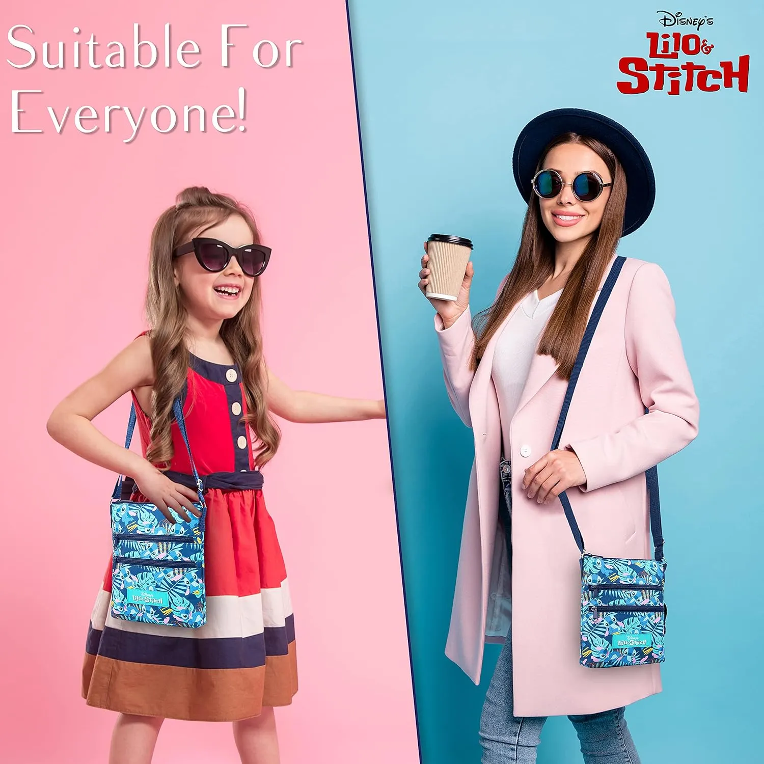 Disney Stitch Girls Purse Cross Body Bag for Kids Teens Women Shoulder Bag with Adjustable Strap Fashion Handbag Stitch Gifts (Dark Blue, Stitch)