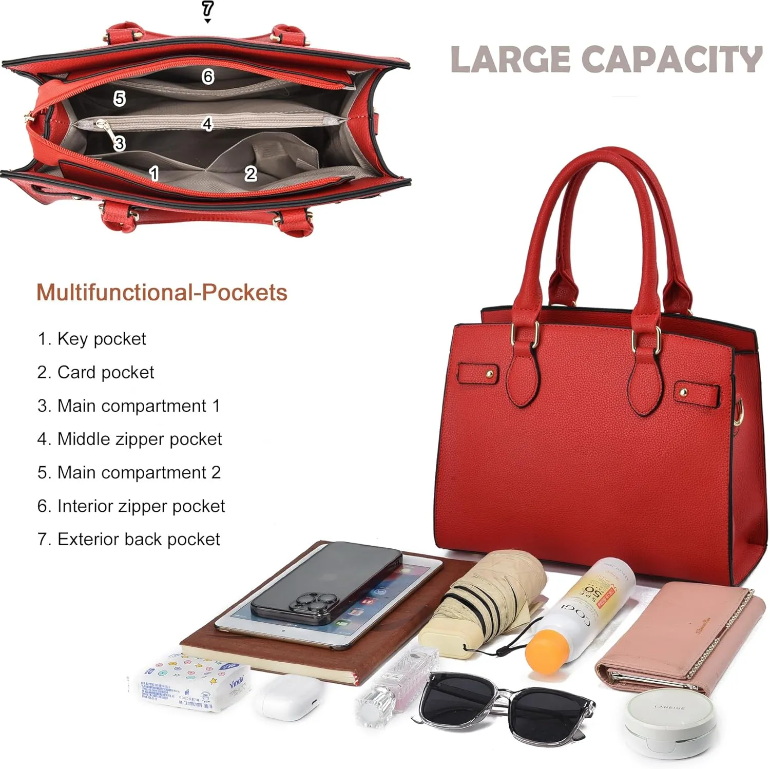 DMICXEL Tote Bag Crossbody Purses for Women Shoulder Handbag PU Leather Top Handle Satchel Bags