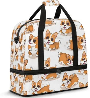Dog Animals Cute Cartoon Travel Duffel Bags for Women & Men Large Sports Gym Bags Foldie Weekender Overnight Bag Carry On Tote Bag With Shoe Compartment Personal Item Bag for Travel Sports Gym