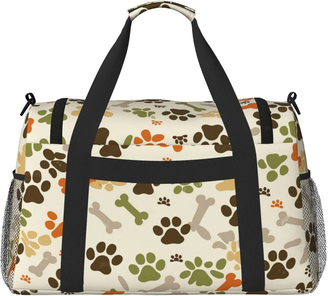 Dog Paw Prints Bones Duffle Bag Foldable Travel Tote Bag Carry On Large Weekender Overnight Bags Waterproof Gym Bag For Women Men